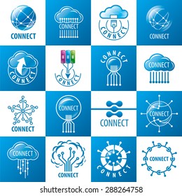 large set of vector logos connect