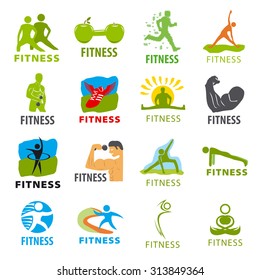 large set of vector logos for fitness