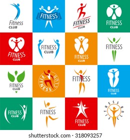 large set of vector logos for fitness clubs