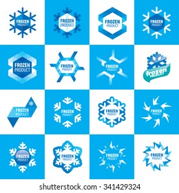 large set of vector logos for frozen products