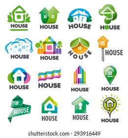 large set of vector logos homes