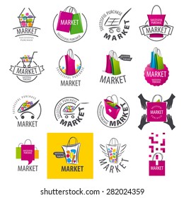 large set of vector logos for market