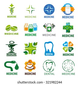 large set of vector logos for medicine