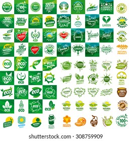 large set of vector logos for natural products