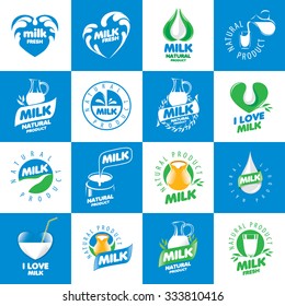 a large set of vector logos for natural dairy products