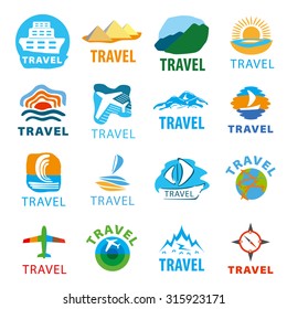 large set of vector logos for travel