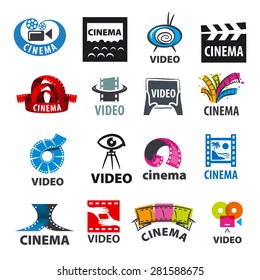 large set of vector logos for video production