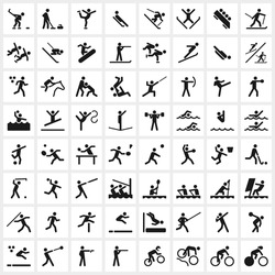 Large Set Of Vector Sports Symbols Including All The Major Winter And Summer Sports.
