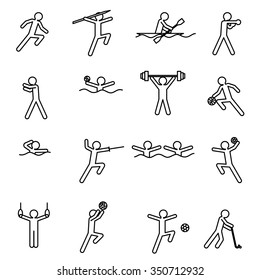 Large set of vector sports symbols. Summer sports.