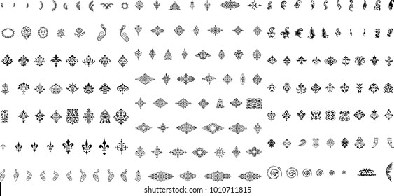 A large set of vector vignettes. Ornaments for book binding. Vectorization of classical patterns. The sixteenth and seventeenth centuries. Isolated Patterns.