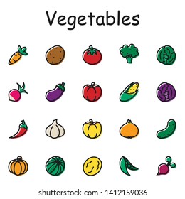 a large set of vegetables in one universal style. Perfect for mobile and computer applications, games and other things.