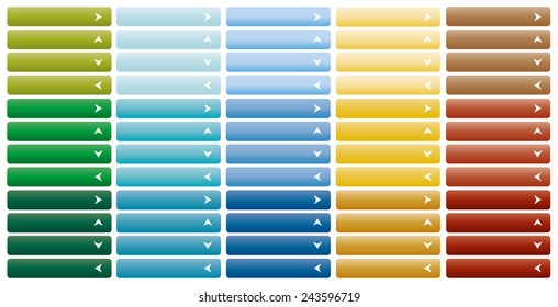 Large set of web buttons with arrow - next, previous, open, close, up, down