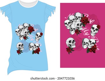 large set of wild girlish cute skulls and other elements