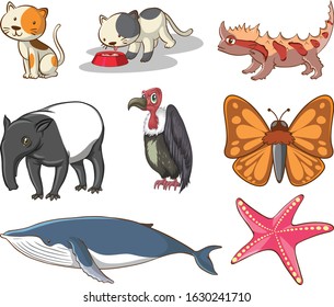 Large set of wildlife with many types of animals illustration
