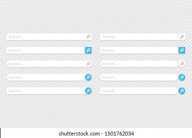Large set of www search bar icons. Vector illustration in flat design
