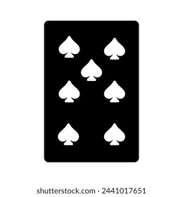 A large seven of spades playing card in the center. Isolated black symbol