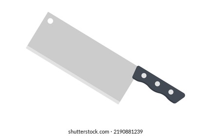 Large sharp cleaver knife clipart vector illustration. Cleaver knife with plastic handle flat vector design. Simple cleaver sign icon. Cleaver cartoon clipart. Kitchen concept symbol. For chopping