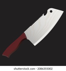 Large sharp cleaver knife isolated on black background, Vector illustration, chef knives, Cutlery icon set