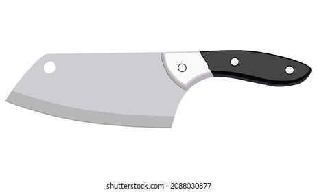 Large sharp cleaver knife isolated on white background, Vector illustration, chef knives, Cutlery icon set