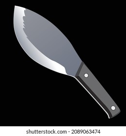 Large sharp cleaver knife isolated on black background, Vector illustration, chef knives, Cutlery icon set