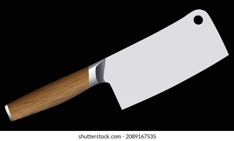 Large sharp cleaver knife isolated on black background, Vector illustration, chef knives, Cutlery icon set