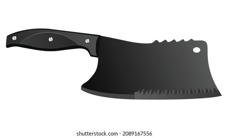 Large sharp cleaver knife isolated on white background, Vector illustration, chef knives, Cutlery icon set