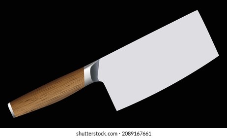 Large sharp cleaver knife isolated on black background, Vector illustration, chef knives, Cutlery icon set