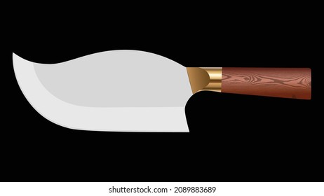 Large sharp cleaver knife isolated on black background, Vector illustration, chef knives, Cutlery icon set
