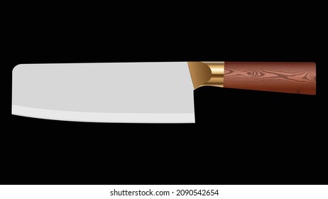 Large sharp cleaver knife isolated on black background, Vector illustration, chef knives, Cutlery icon set