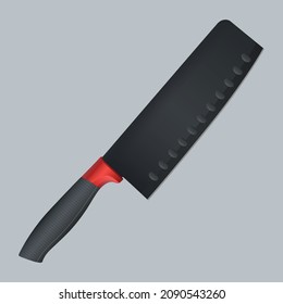 Large sharp cleaver knife isolated on grey background, Vector illustration, chef knives, Cutlery icon set