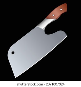 Large sharp cleaver knife isolated on black background, Vector illustration, chef knives, Cutlery icon set