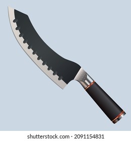 Large sharp cleaver knife isolated on blue background, Vector illustration, chef knives, Cutlery icon set