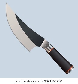 Large sharp cleaver knife isolated on blue background, Vector illustration, chef knives, Cutlery icon set
