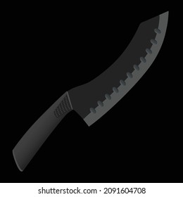 Large sharp cleaver knife isolated on black background, Vector illustration, chef knives, Cutlery icon set