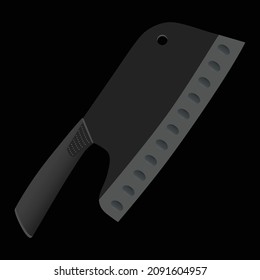 Large sharp cleaver knife isolated on black background, Vector illustration, chef knives, Cutlery icon set
