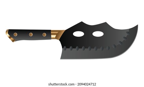 Large sharp cleaver knife isolated on white background, Vector illustration, chef knives, Cutlery icon set
