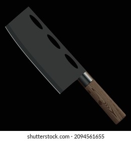 Large sharp cleaver knife isolated on black background, Vector illustration, chef knives, Cutlery icon set