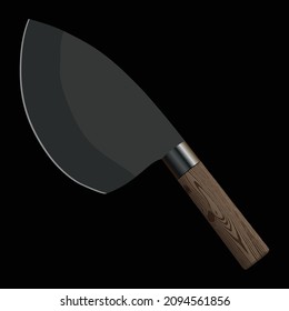 Large sharp cleaver knife isolated on black background, Vector illustration, chef knives, Cutlery icon set