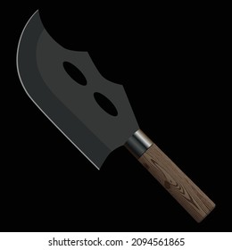 Large sharp cleaver knife isolated on black background, Vector illustration, chef knives, Cutlery icon set