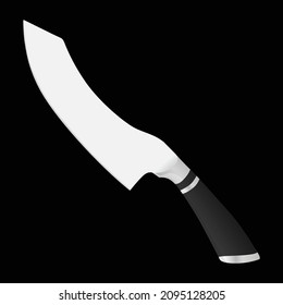 Large sharp cleaver knife isolated on black background, Vector illustration, chef knives, Cutlery icon set