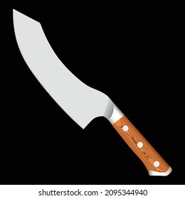 Large sharp cleaver knife isolated on black background, Vector illustration, chef knives, Cutlery icon set