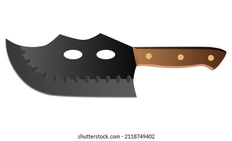 Large sharp cleaver knife isolated on white background, Vector illustration, chef knives, Cutlery icon set