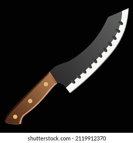 Large sharp cleaver knife isolated on black background, Vector illustration, chef knives, Cutlery icon set