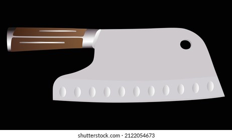 Large sharp cleaver knife isolated on black background, Vector illustration, chef knives, Cutlery icon set
