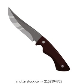 Large sharp cleaver knife isolated on white background. Flat vector illustration.