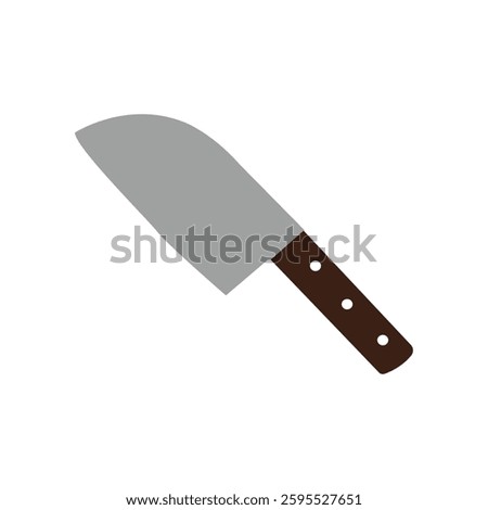 Large sharp cleaver knife with wooden handle isolated on white.Knives. Butcher professional sharp handle knives kitchenware restaurant accessories for cook vector closeup isolated pictures. 