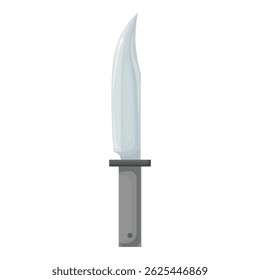 Grande cuchillo de caza afilado con hoja plateada y mango negro de pie