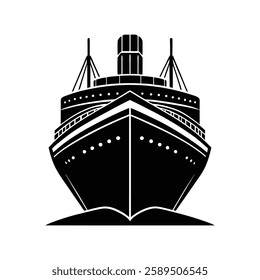large ship silhouette art on white background