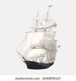 Large ship vintage illustration, vintage vector element. 