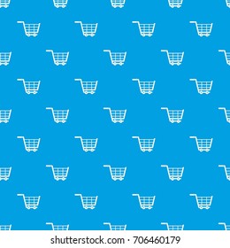 Large shopping trolley pattern repeat seamless in blue color for any design. Vector geometric illustration